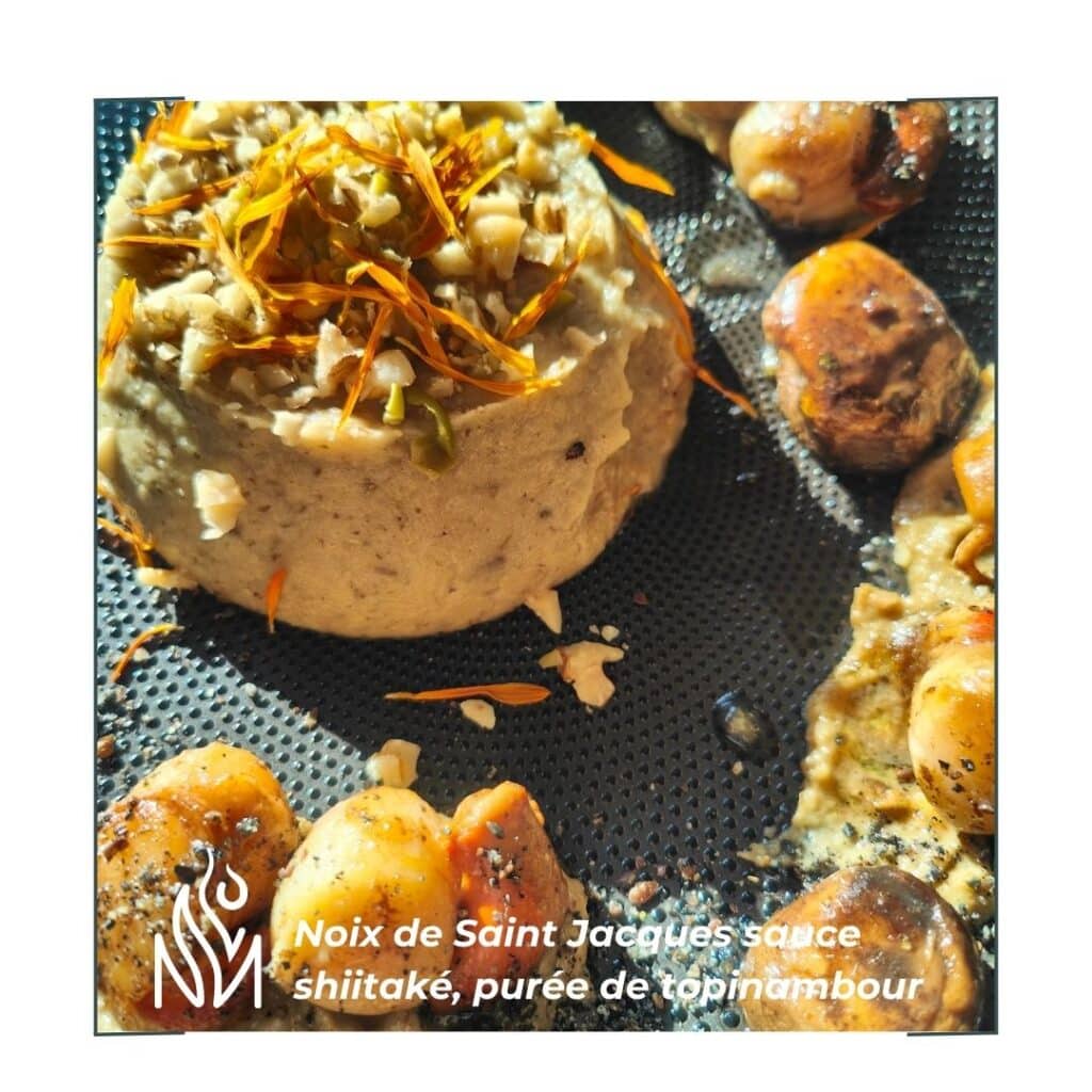 Noix de St Jacques poêlées et flanc de courgettes