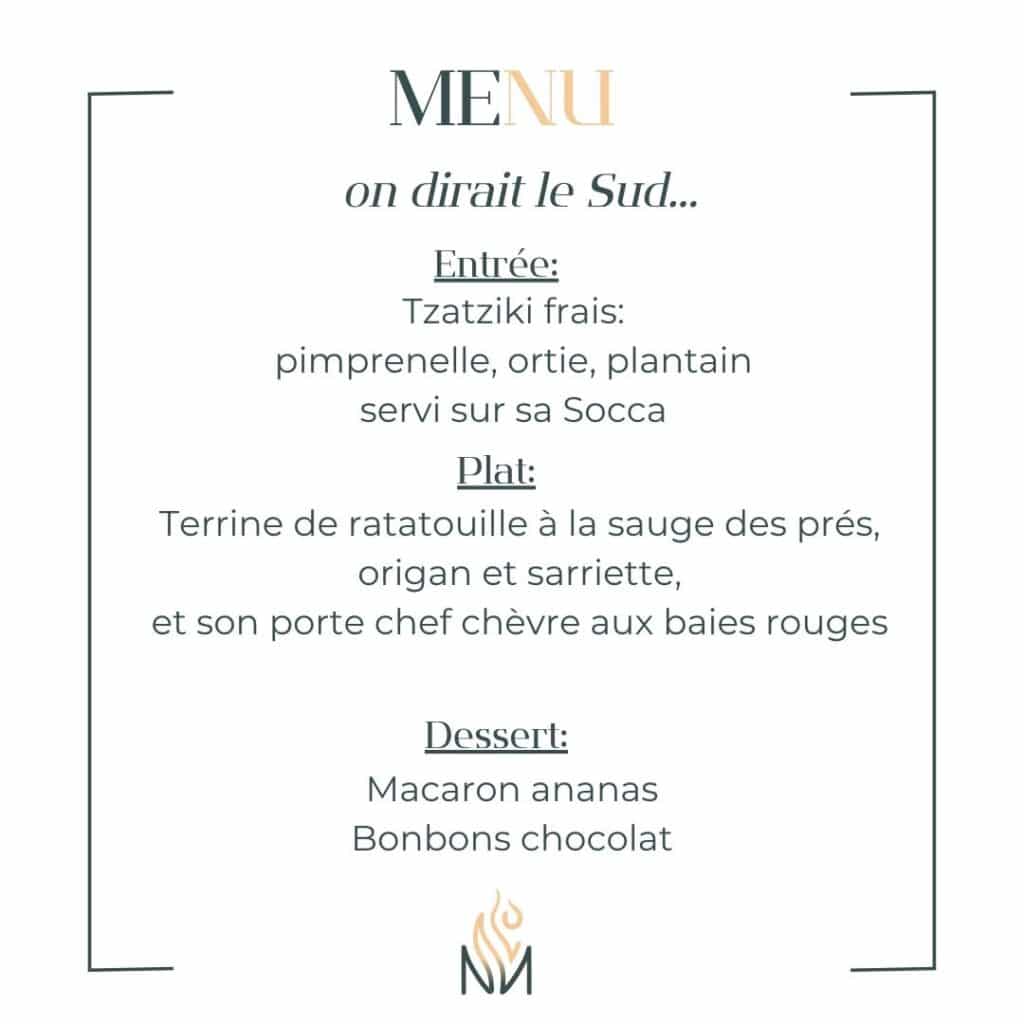 Menu exemple avec plantes comestible
